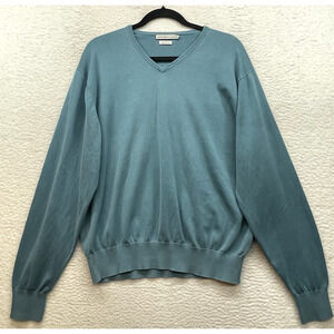 Peter Millar Sweater Mens XL Blue Crown Crafted V Neck Pullover Cotton Golf